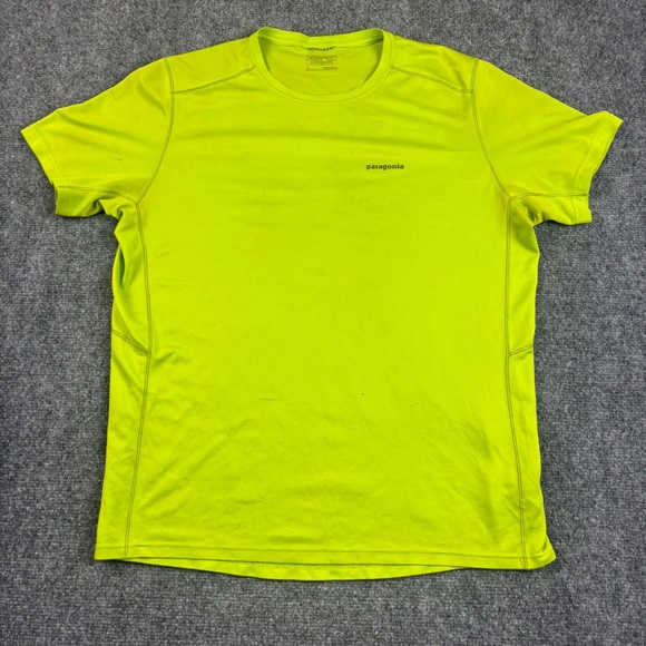 PATAGONIA Mens Neon Green Short Sleeve Fore Runner Shirt size: Large - Picture 1 of 11